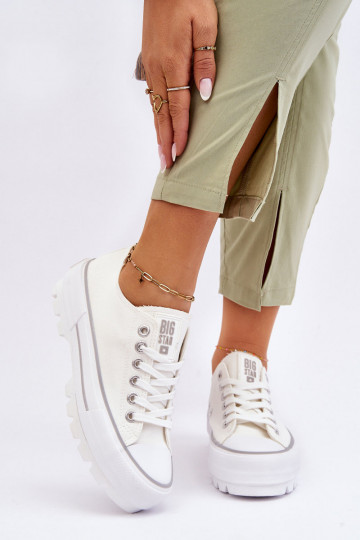 Riidest vabaaja jalanõud platvormiga Big Star LL274150 valget värvi 2