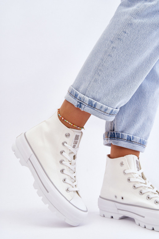 Riidest vabaaja jalanõud platvormiga Big Star LL274156 valget värvi Riidest vabaaja jalanõud platvormiga Big Star LL274156 valget värvi
