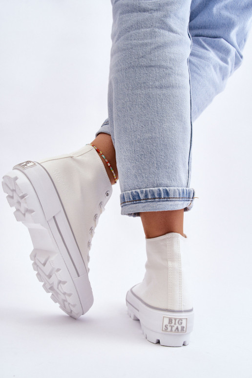 Riidest vabaaja jalanõud platvormiga Big Star LL274156 valget värvi Riidest vabaaja jalanõud platvormiga Big Star LL274156 valget värvi