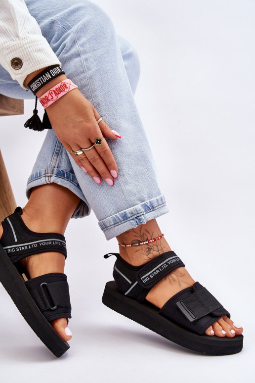 Naistesandaalid krõpsudega kinnitatav Big Star LL274784 mustad