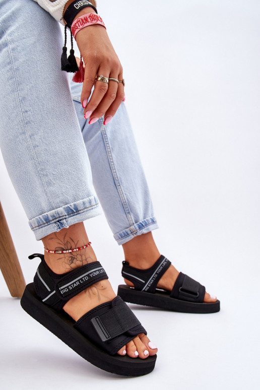 Naistesandaalid krõpsudega kinnitatav Big Star LL274784 mustad