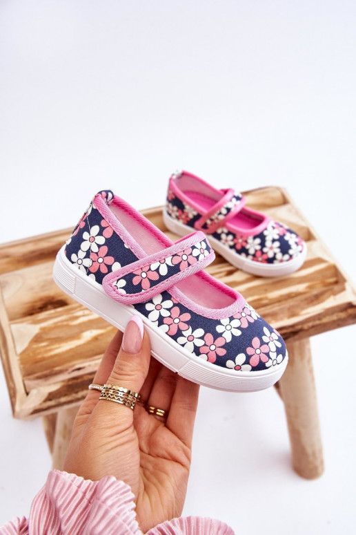 Lillemustritega laste baleriinid Sinist värvi-Tumeroosad värvi Noah Lillemustritega laste baleriinid Sinist värvi-Tumeroosad värvi Noah