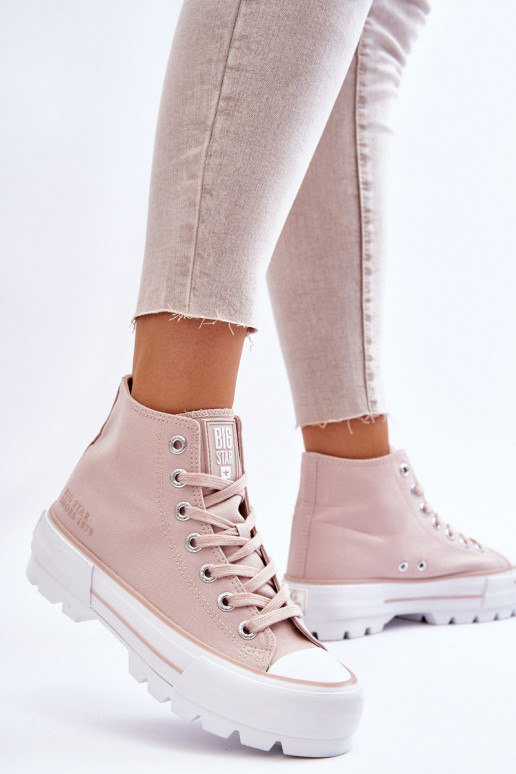 Riidest vabaaja jalanõud platvormiga Big Star LL274157 Nude Riidest vabaaja jalanõud platvormiga Big Star LL274157 Nude