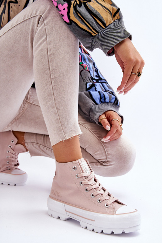 Riidest vabaaja jalanõud platvormiga Big Star LL274157 Nude Riidest vabaaja jalanõud platvormiga Big Star LL274157 Nude