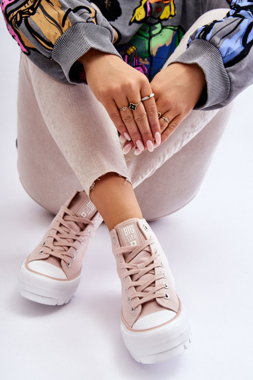 Riidest vabaaja jalanõud platvormiga Big Star LL274157 Nude Riidest vabaaja jalanõud platvormiga Big Star LL274157 Nude