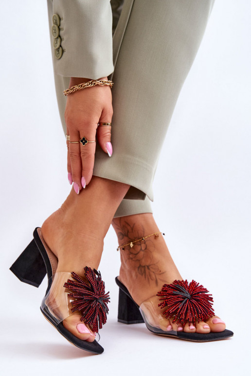 Moekad Läbipaistvad sussid kõrge jämeda kontsaga S.Barski KV-AP658-1 mustad