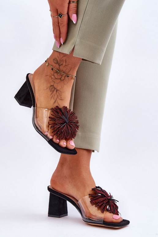 Moekad Läbipaistvad sussid kõrge jämeda kontsaga S.Barski KV-AP658-1 mustad