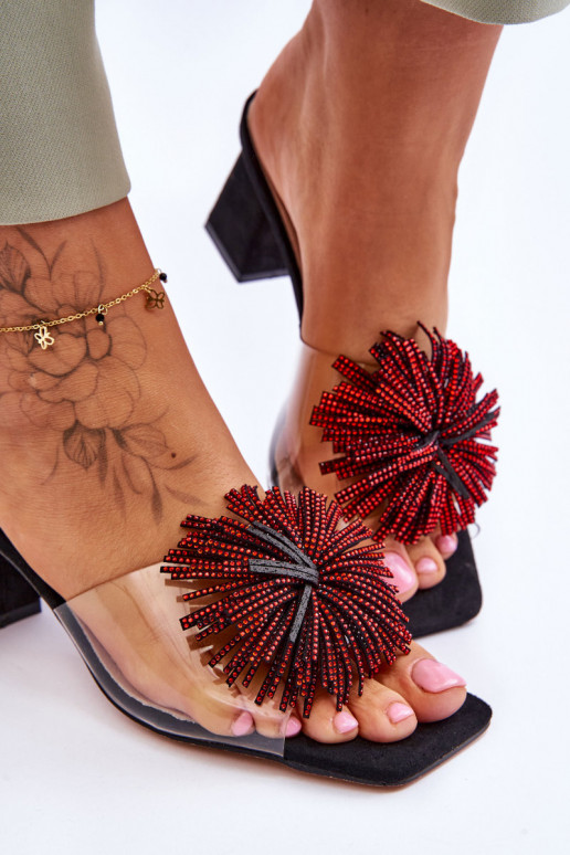 Moekad Läbipaistvad sussid kõrge jämeda kontsaga S.Barski KV-AP658-1 mustad