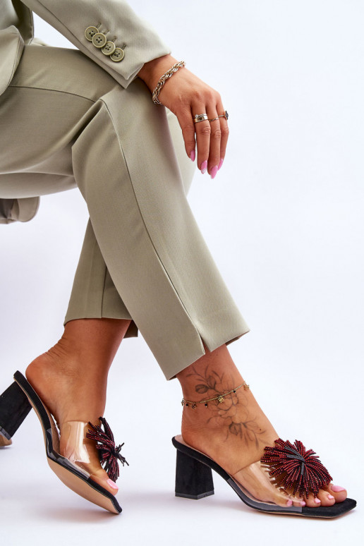 Moekad Läbipaistvad sussid kõrge jämeda kontsaga S.Barski KV-AP658-1 mustad