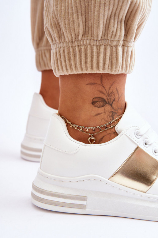 Klassikalise mudeli spordijalatsid Valget-Kuldset värvi Follow Me Klassikalise mudeli spordijalatsid Valget-Kuldset värvi Follow Me