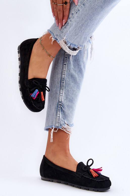 Seemisnahast mokassiinid tuttidega mustad Dorine Seemisnahast mokassiinid tuttidega mustad Dorine