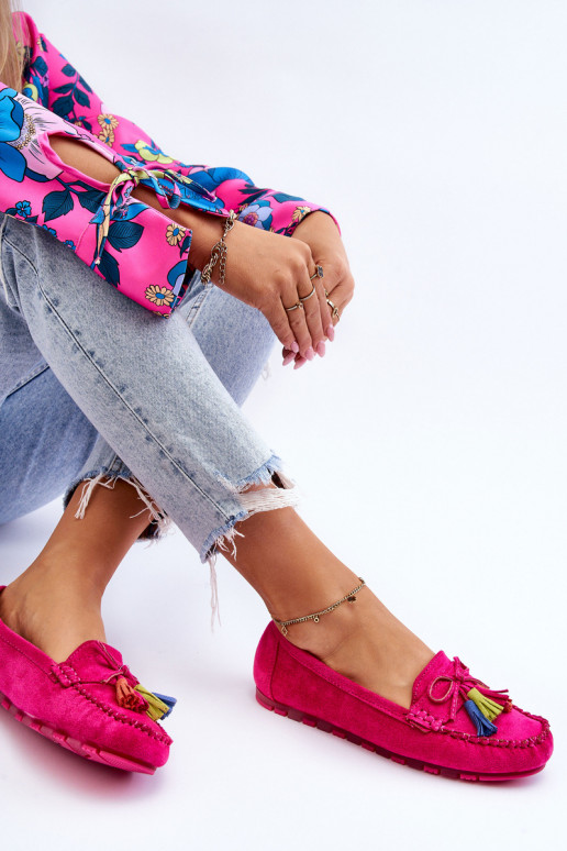 Seemisnahast mokassiinid tuttidega tumeroosad värvi Dorine Seemisnahast mokassiinid tuttidega tumeroosad värvi Dorine