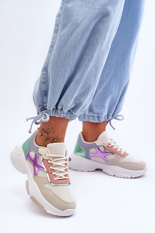 Sneakers tüüpi jalanõud nööritavad beeži värvi-Rohelist värvi Cortes Sneakers tüüpi jalanõud nööritavad beeži värvi-Rohelist värvi Cortes