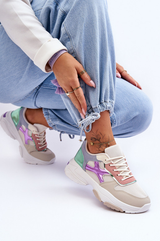 Sneakers tüüpi jalanõud nööritavad beeži värvi-Rohelist värvi Cortes Sneakers tüüpi jalanõud nööritavad beeži värvi-Rohelist värvi Cortes