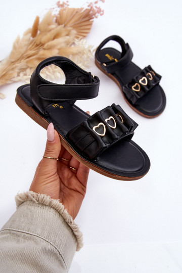 Laste sandaalid  krõpsudega kinnitatav mustad Havana 2