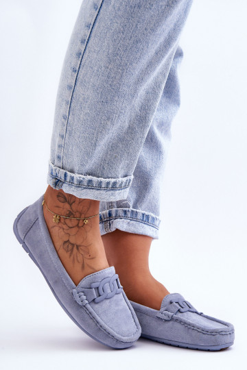 Moekad Seemisnahast mokassiinid Sinist värvi Rabell