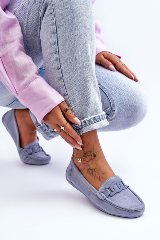 Moekad Seemisnahast mokassiinid Sinist värvi Rabell