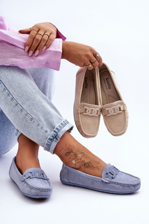 Moekad Seemisnahast mokassiinid Sinist värvi Rabell