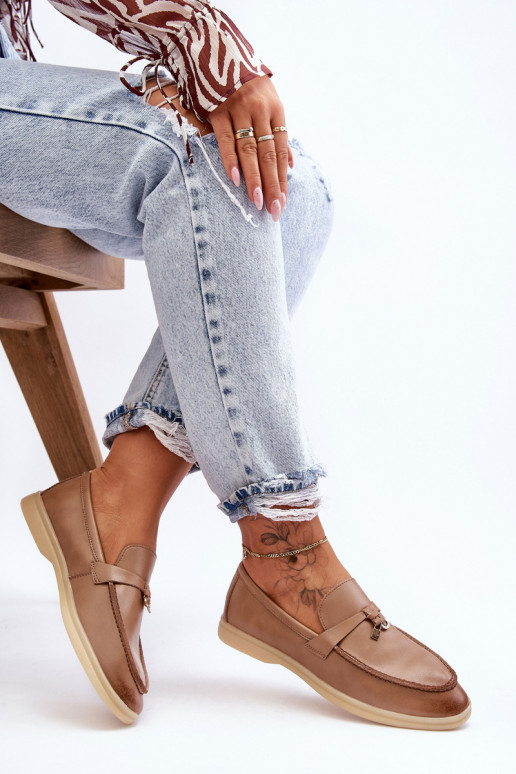 Klassikalise mudeli naiste mokassiinid pruunid värvi Cortez