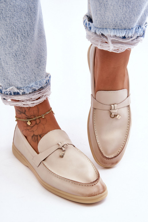 Klassikalise mudeli naiste mokassiinid beeži värvi Cortez