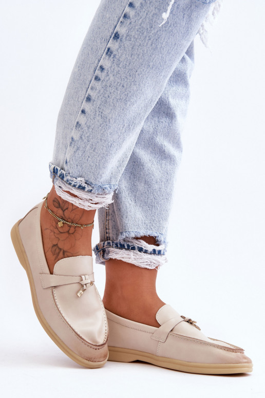 Klassikalise mudeli naiste mokassiinid beeži värvi Cortez