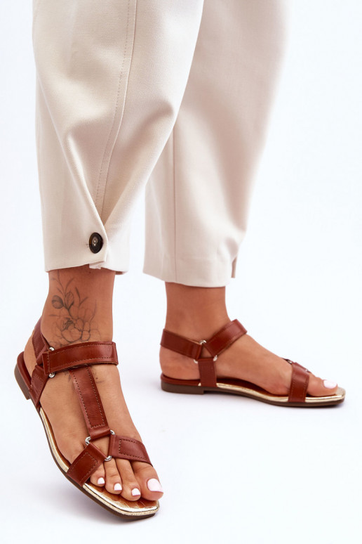 sileda tallaga Naistesandaalid krõpsudega kinnitatav pruunid värvi Lissa