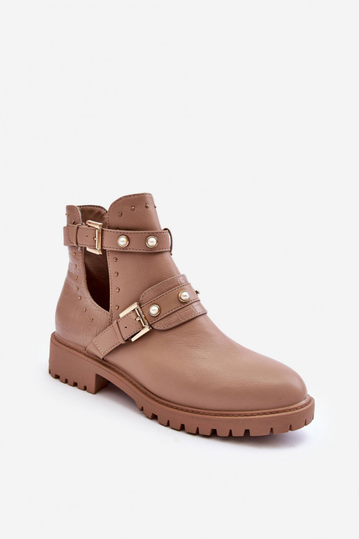 Naiste poolsaapad tehispärlitega beeži värvi Klarisa Naiste poolsaapad tehispärlitega beeži värvi Klarisa