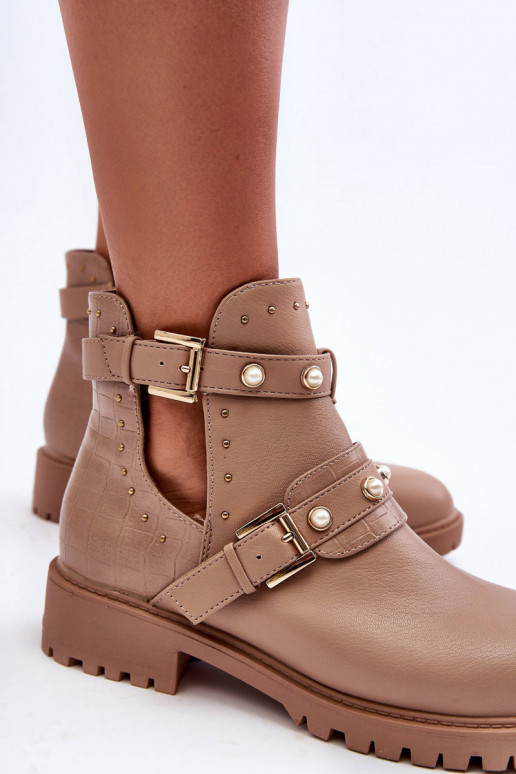 Naiste poolsaapad tehispärlitega beeži värvi Klarisa Naiste poolsaapad tehispärlitega beeži värvi Klarisa