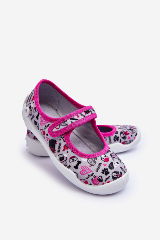 Laste sussid/baleriinijalatsid Befado 114X521 Halli värvi-Tumeroosad värvi