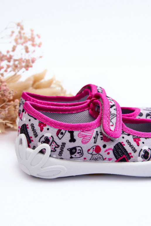 Laste sussid/baleriinijalatsid Befado 114X521 Halli värvi-Tumeroosad värvi