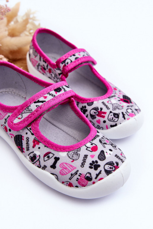 Laste sussid/baleriinijalatsid Befado 114X521 Halli värvi-Tumeroosad värvi