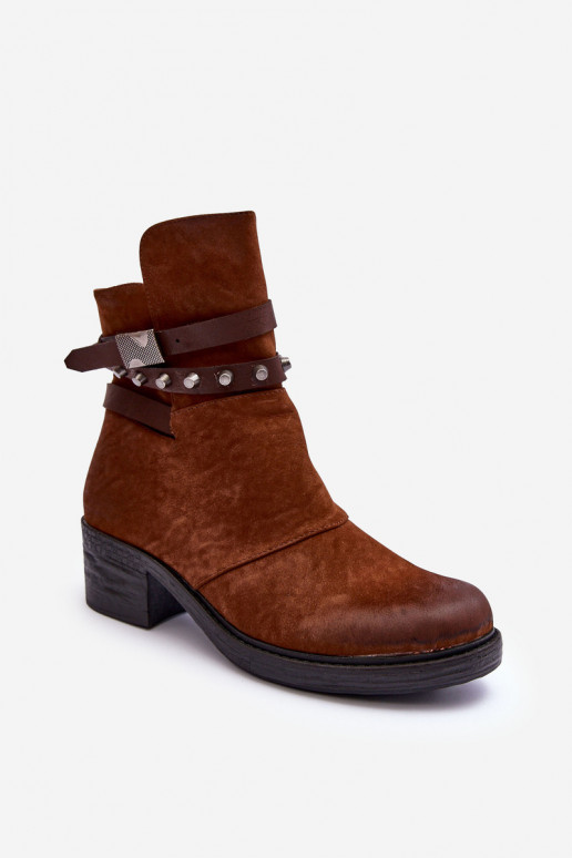 voodriga Naiste poolsaapad kõrge jämeda kontsaga pruunid värvi Effie voodriga Naiste poolsaapad kõrge jämeda kontsaga pruunid värvi Effie