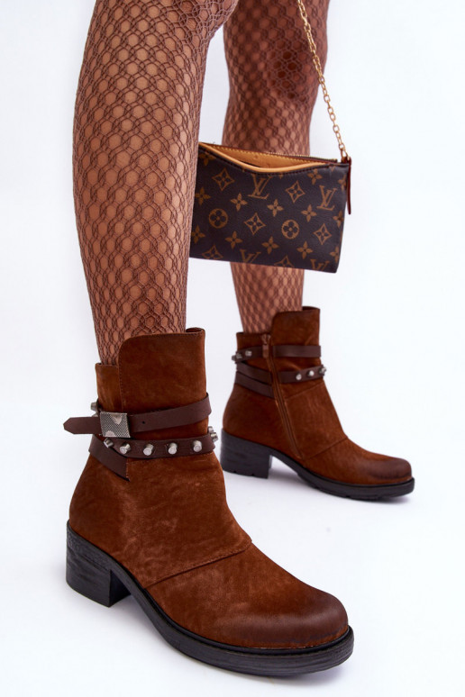 voodriga Naiste poolsaapad kõrge jämeda kontsaga pruunid värvi Effie voodriga Naiste poolsaapad kõrge jämeda kontsaga pruunid värvi Effie