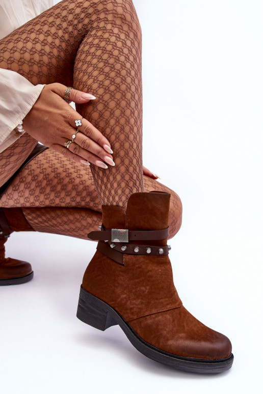 voodriga Naiste poolsaapad kõrge jämeda kontsaga pruunid värvi Effie voodriga Naiste poolsaapad kõrge jämeda kontsaga pruunid värvi Effie