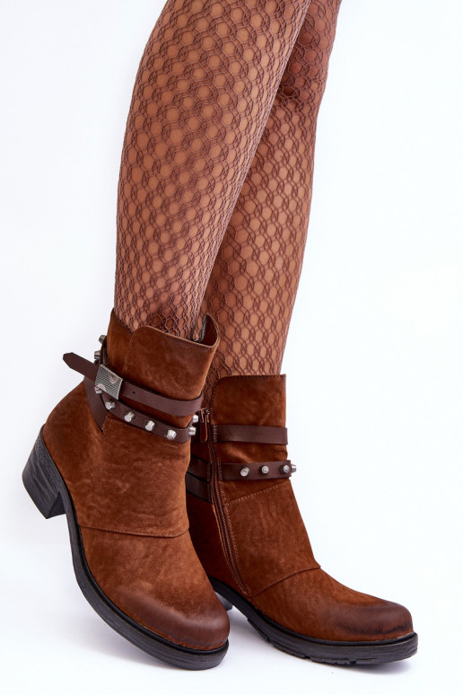 voodriga Naiste poolsaapad kõrge jämeda kontsaga pruunid värvi Effie voodriga Naiste poolsaapad kõrge jämeda kontsaga pruunid värvi Effie