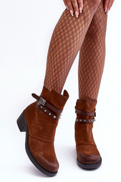 voodriga Naiste poolsaapad kõrge jämeda kontsaga pruunid värvi Effie voodriga Naiste poolsaapad kõrge jämeda kontsaga pruunid värvi Effie