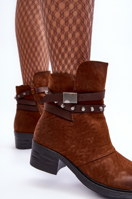 voodriga Naiste poolsaapad kõrge jämeda kontsaga pruunid värvi Effie voodriga Naiste poolsaapad kõrge jämeda kontsaga pruunid värvi Effie