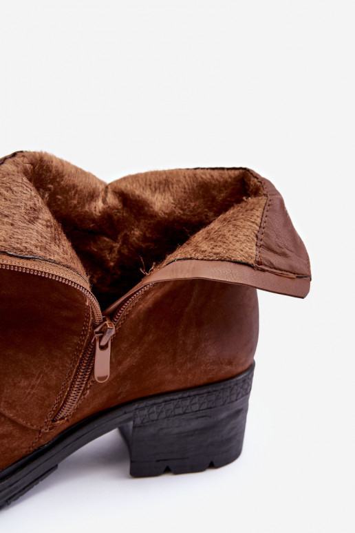 voodriga Naiste poolsaapad kõrge jämeda kontsaga pruunid värvi Effie voodriga Naiste poolsaapad kõrge jämeda kontsaga pruunid värvi Effie