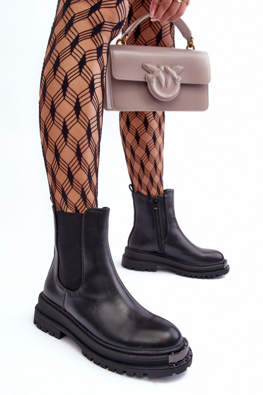 stiilsed saapad laiade nööridega  mustad Linestta