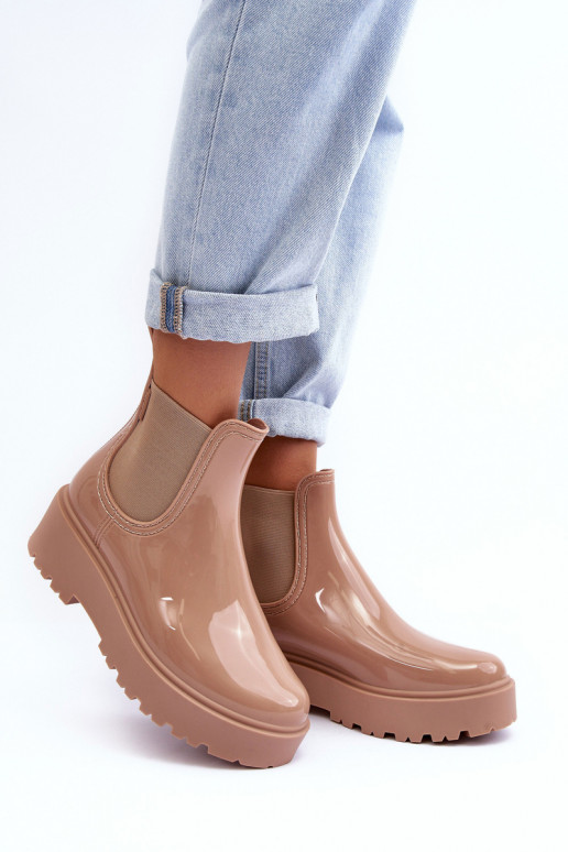 Laque Kummikud Naiste poolsaapad platvormiga Big Star MM274396 beeži värvi Laque Kummikud Naiste poolsaapad platvormiga Big Star MM274396 beeži värvi