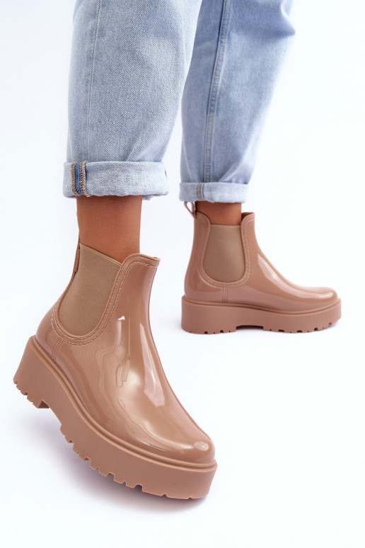 Laque Kummikud Naiste poolsaapad platvormiga Big Star MM274396 beeži värvi Laque Kummikud Naiste poolsaapad platvormiga Big Star MM274396 beeži värvi