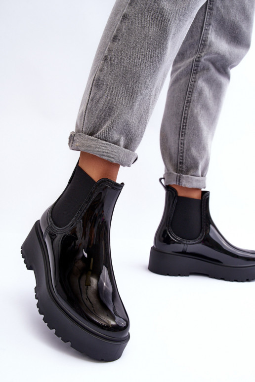 Laque Kummikud Naiste poolsaapad platvormiga Big Star MM274395 mustad Laque Kummikud Naiste poolsaapad platvormiga Big Star MM274395 mustad