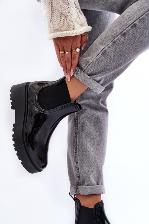 Laque Kummikud Naiste poolsaapad platvormiga Big Star MM274395 mustad Laque Kummikud Naiste poolsaapad platvormiga Big Star MM274395 mustad