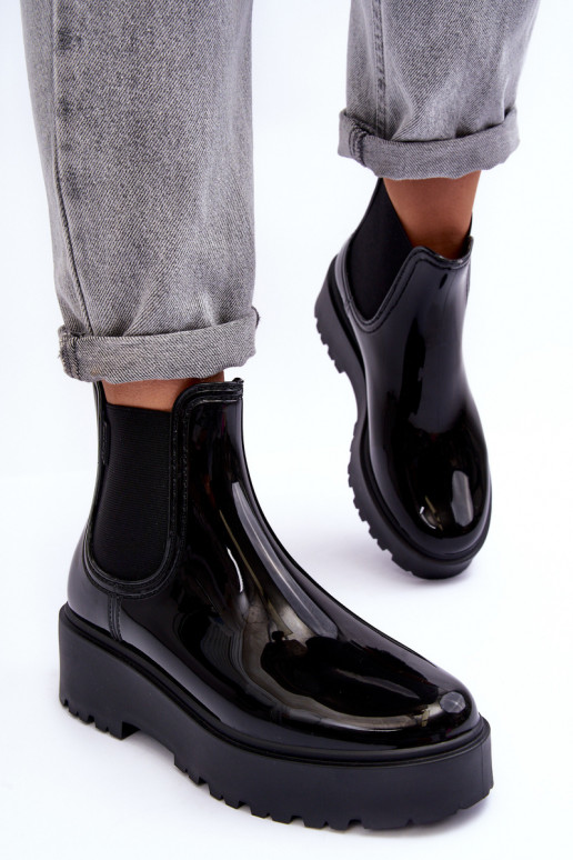 Laque Kummikud Naiste poolsaapad platvormiga Big Star MM274395 mustad Laque Kummikud Naiste poolsaapad platvormiga Big Star MM274395 mustad