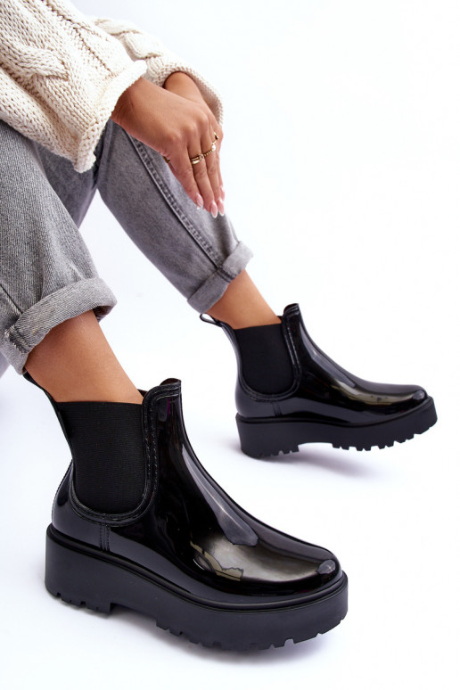 Laque Kummikud Naiste poolsaapad platvormiga Big Star MM274395 mustad Laque Kummikud Naiste poolsaapad platvormiga Big Star MM274395 mustad