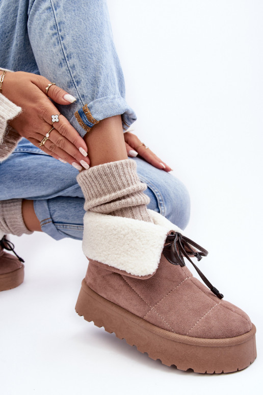 nööpidega lumesaapad platvormiga soojad saapad beeži värvi Olimuka