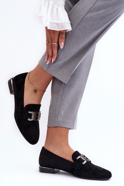 naiste mokassiinid kaunistustega mustad Camilena - Zamsz naiste mokassiinid kaunistustega mustad Camilena - Zamsz