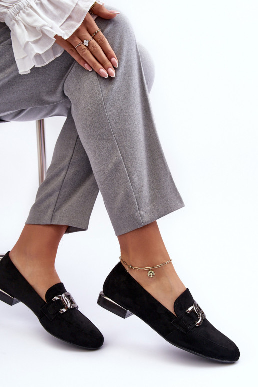 naiste mokassiinid kaunistustega mustad Camilena - Zamsz naiste mokassiinid kaunistustega mustad Camilena - Zamsz