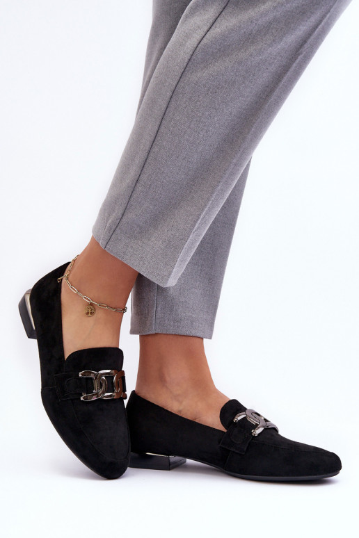 naiste mokassiinid kaunistustega mustad Camilena - Zamsz naiste mokassiinid kaunistustega mustad Camilena - Zamsz