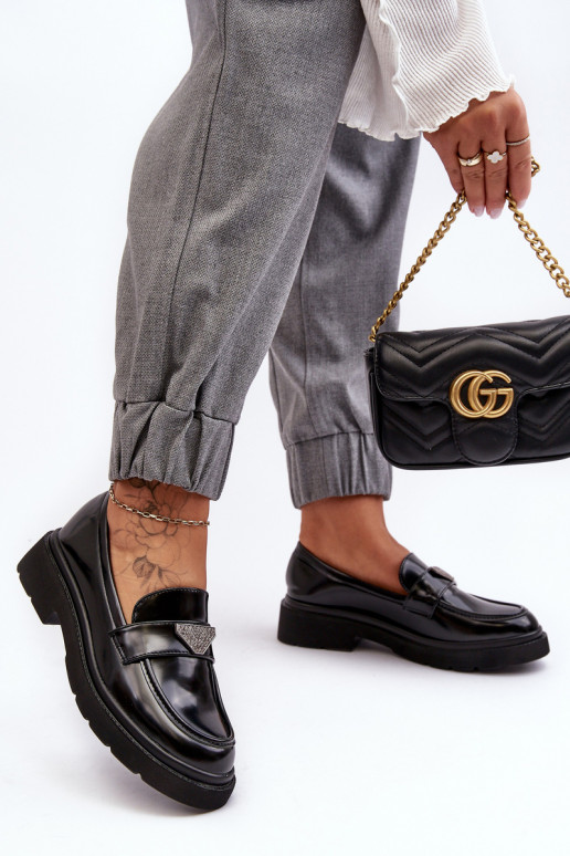 jalatsid Mokassiinid laiade nööridega mustad Venla